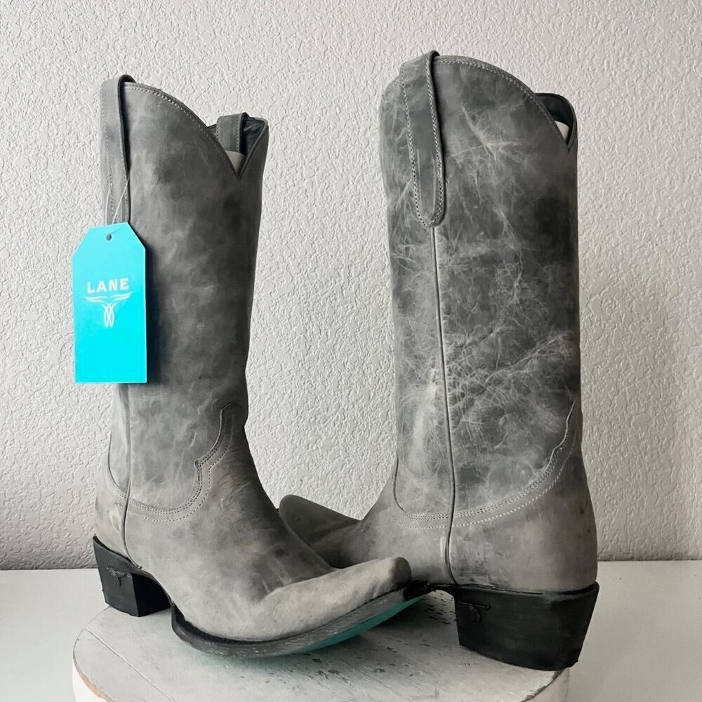 Lane EMMA JANE Gray Cowboy Boots Leather Western Tall Snip Toe Size 9.5 - Picture 12 of 12